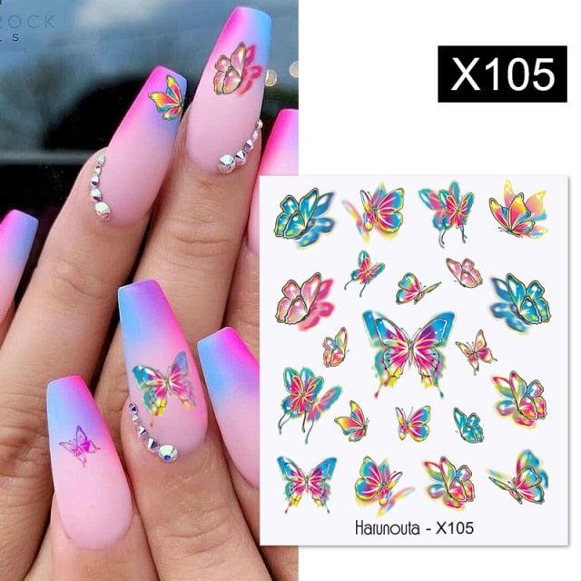 Black Lines Flower Leaves Water Decals Stickers Floral Face Marble Pattern Slider For Nails Summer Nail Art Decoration Summer Stickers on Nails Simple Summer Slider for Manicure Nail Art Watermark Manicure Decor Stevvex