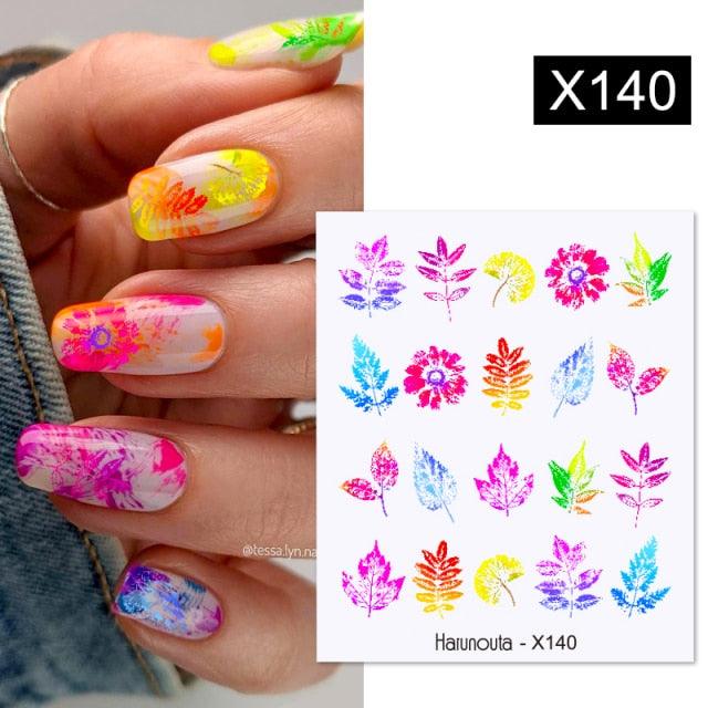 Black Lines Flower Leaves Water Decals Stickers Floral Face Marble Pattern Slider For Nails Summer Nail Art Decoration Summer Stickers on Nails Simple Summer Slider for Manicure Nail Art Watermark Manicure Decor Stevvex