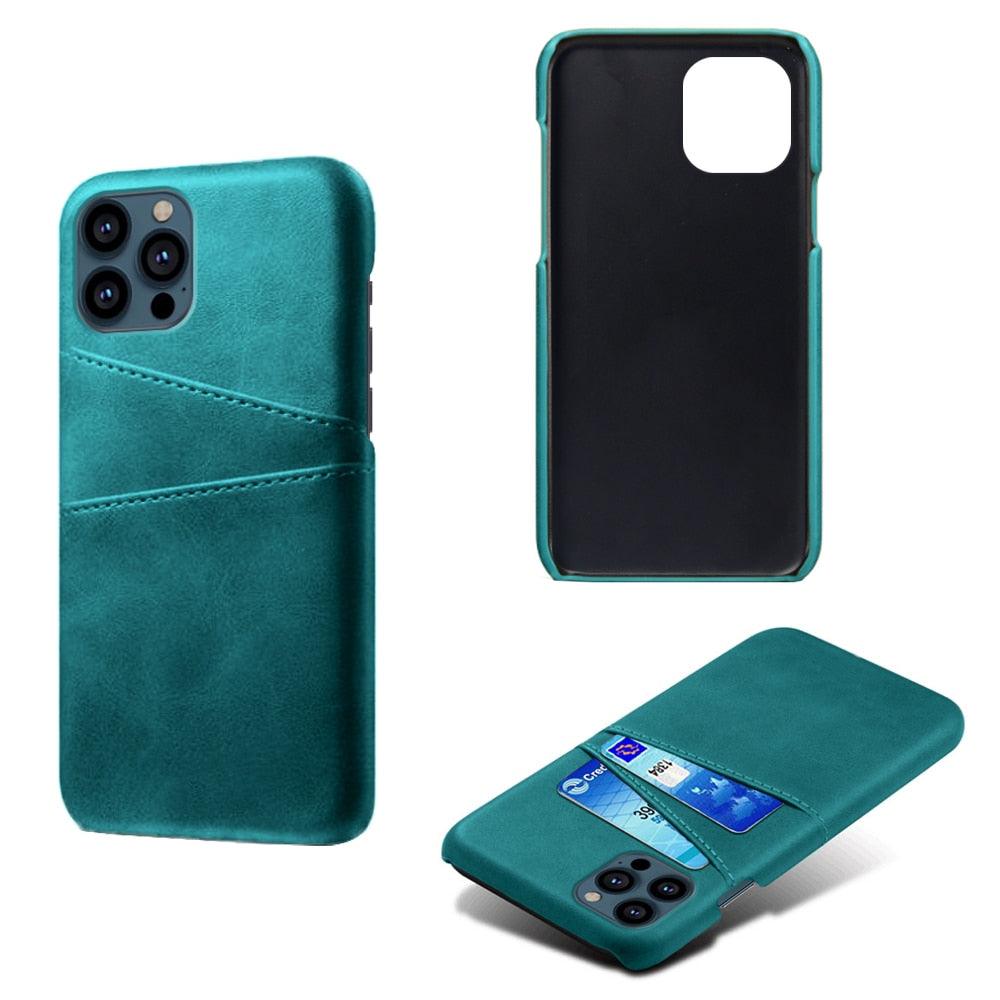 Black Luxury Men Card Holder Case for iPhone Business Classic Leather Wallet Case for iphone 12 13 14 Pro Max Phone Cover PU Leather Wallet Case with Card Pockets Back Cover Stevvex