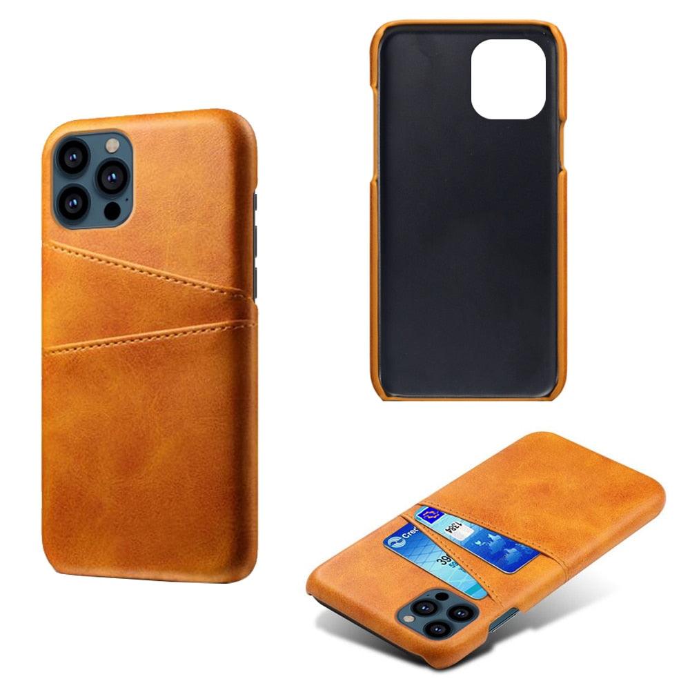 Black Luxury Men Card Holder Case for iPhone Business Classic Leather Wallet Case for iphone 12 13 14 Pro Max Phone Cover PU Leather Wallet Case with Card Pockets Back Cover Stevvex