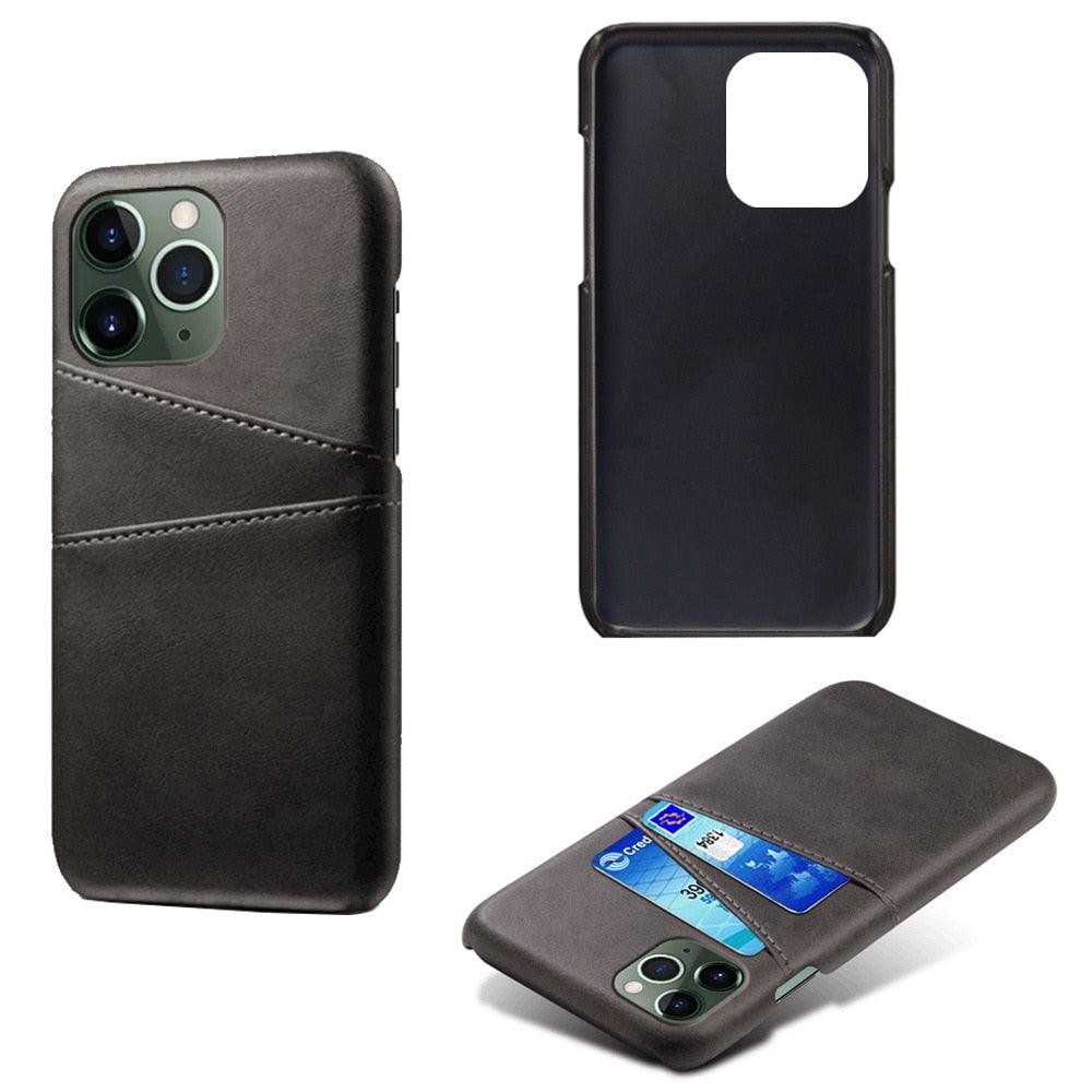 Black Luxury Men Card Holder Case for iPhone Business Classic Leather Wallet Case for iphone 12 13 14 Pro Max Phone Cover PU Leather Wallet Case with Card Pockets Back Cover Stevvex