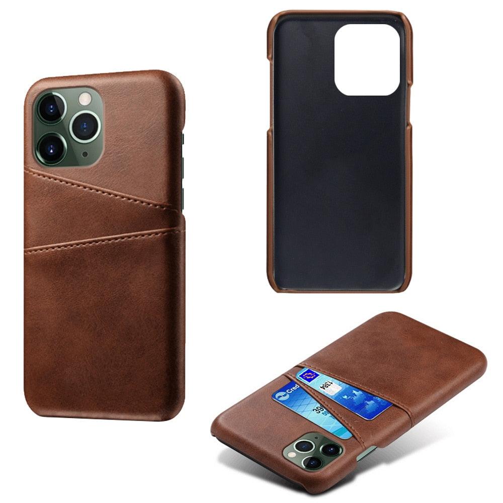Black Luxury Men Card Holder Case for iPhone Business Classic Leather Wallet Case for iphone 12 13 14 Pro Max Phone Cover PU Leather Wallet Case with Card Pockets Back Cover Stevvex