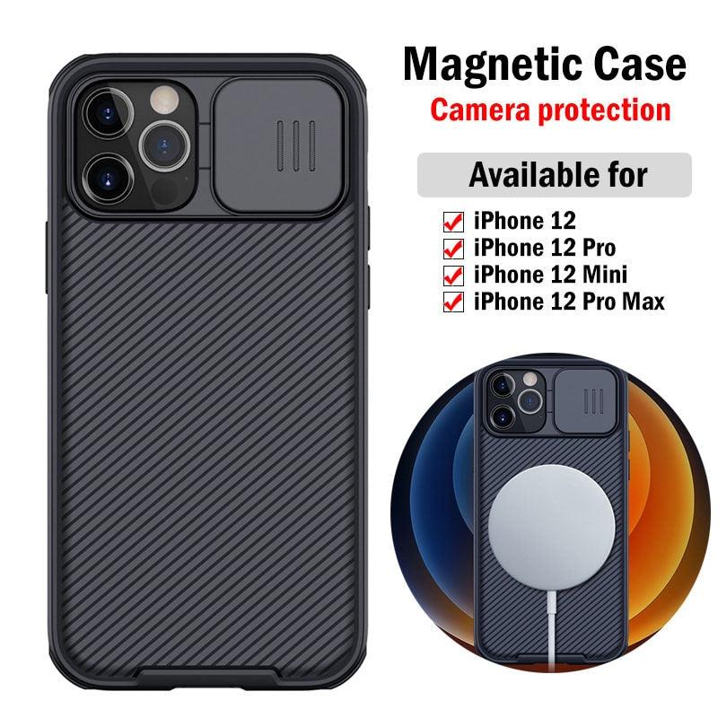 Black Magnetic Case for iPhone 12/12 Pro/12 Pro Max Case Camera Protection Cover Suitable for Wireless Charging Soft Edge Full Coverage Protection for iPhone Stevvex