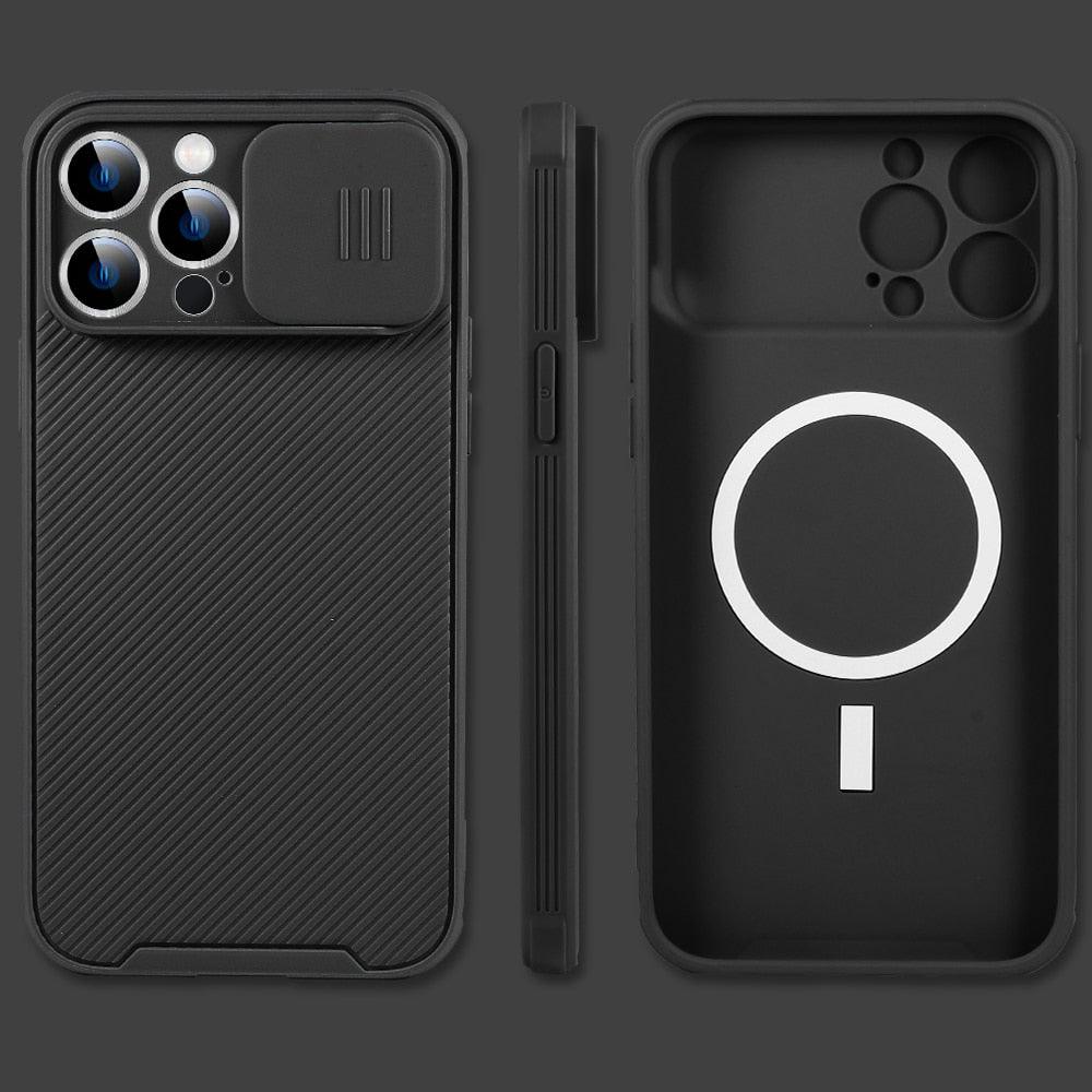 Black Magnetic Case for iPhone 12/12 Pro/12 Pro Max Case Camera Protection Cover Suitable for Wireless Charging Soft Edge Full Coverage Protection for iPhone Stevvex