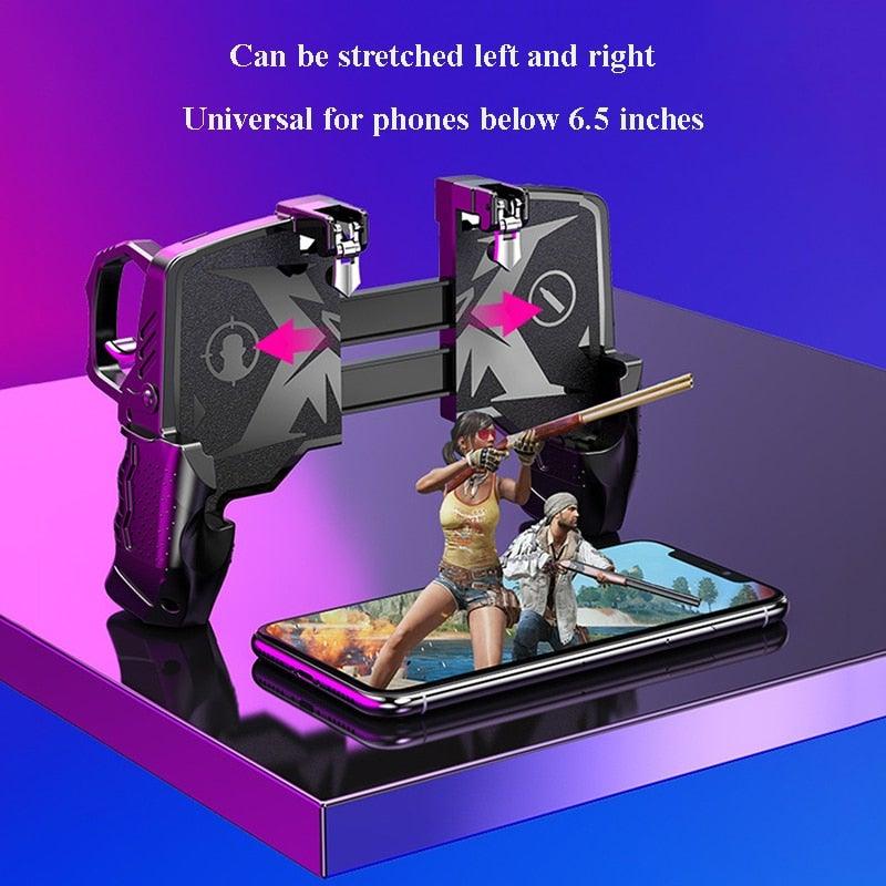 Black Metal Joystick Trigger Shooting Gamepad Portable Controller Compatible With Smartphone Gaming Mobile Phone Holder Stevvex