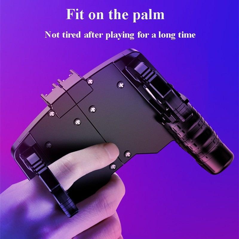 Black Metal Joystick Trigger Shooting Gamepad Portable Controller Compatible With Smartphone Gaming Mobile Phone Holder Stevvex