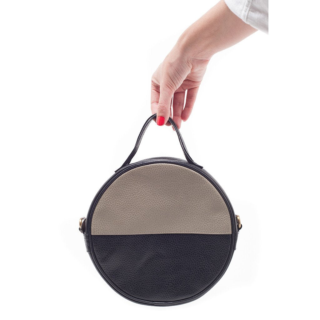 Black Moon Bag Crossbody Clutch Eco Leather Handwoven Cotton Retro Style BandsCo Straps