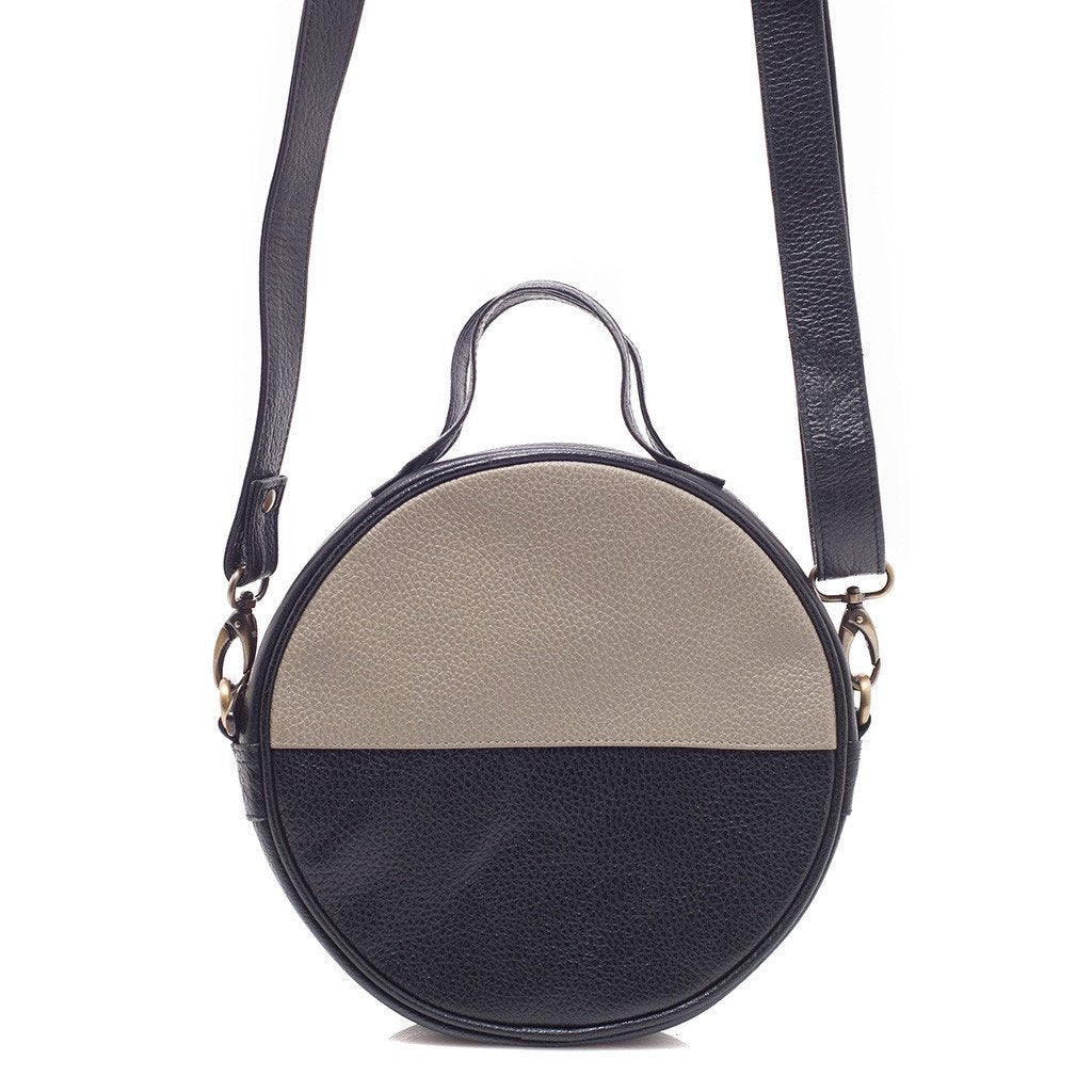Black Moon Bag Crossbody Clutch Eco Leather Handwoven Cotton Retro Style BandsCo Straps