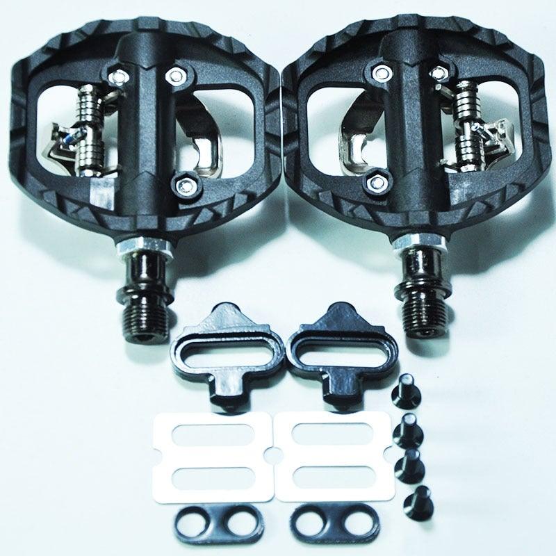 Black nylon DU + bearing Mountain Clipless Bike Bicycle Cycling Pedals Cleats Pedal Bicycle Bike Pedals Road Bicycle Pedals Cleats Set Clipless Pedals Compatible With Mountain BIkes Stevvex