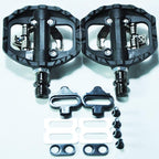 Black nylon DU + bearing Mountain Clipless Bike Bicycle Cycling Pedals Cleats Pedal Bicycle Bike Pedals Road Bicycle Pedals Cleats Set Clipless Pedals Compatible With Mountain BIkes Stevvex