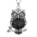 Black Owl Cubic Zirconia Pendant Necklace For Women