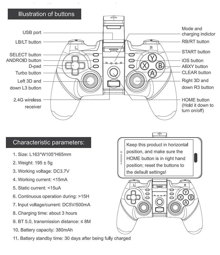 Black Portable 2.4G Wireless Bluetooth Mobile Trigger Joystick Game Console Controller Compatible With PC Laptop Tablets Stevvex