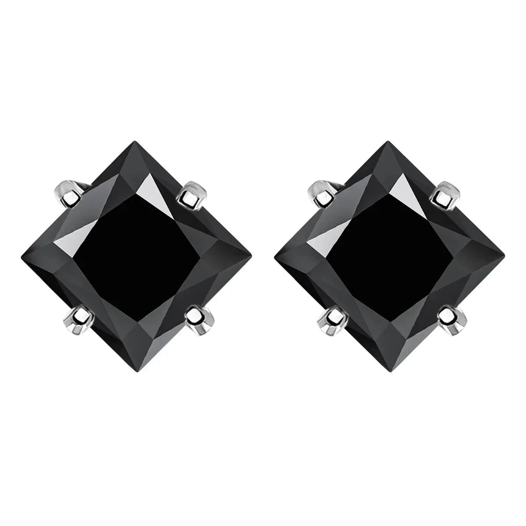 Sterling Silver 925 Green Princess Cut Moissanite Stud Earrings For Women BandsCo Straps