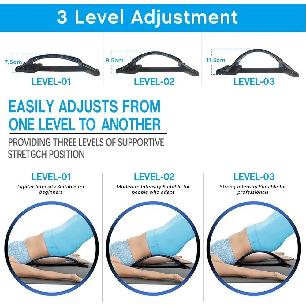 Black Purple Back Stretching Device Muscle Back Massage Relax Stretcher Posture Therapy Back Stretch Spine Pain Relief Stretcher Support Lower And Upper Muscle Pain Relief Stevvex