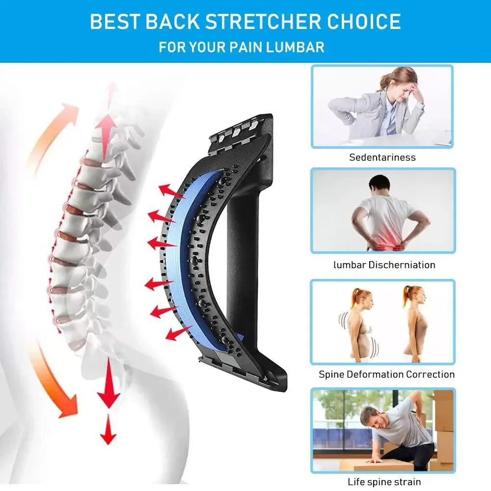 Black Purple Back Stretching Device Muscle Back Massage Relax Stretcher Posture Therapy Back Stretch Spine Pain Relief Stretcher Support Lower And Upper Muscle Pain Relief Stevvex