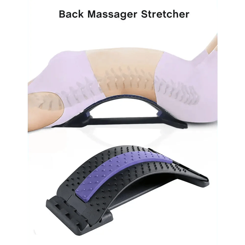 Black Purple Back Stretching Device Muscle Back Massage Relax Stretcher Posture Therapy Back Stretch Spine Pain Relief Stretcher Support Lower And Upper Muscle Pain Relief Stevvex