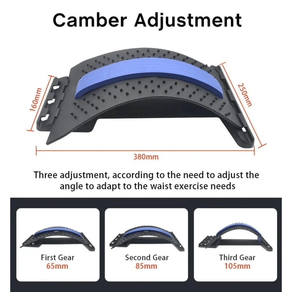 Black Purple Back Stretching Device Muscle Back Massage Relax Stretcher Posture Therapy Back Stretch Spine Pain Relief Stretcher Support Lower And Upper Muscle Pain Relief Stevvex