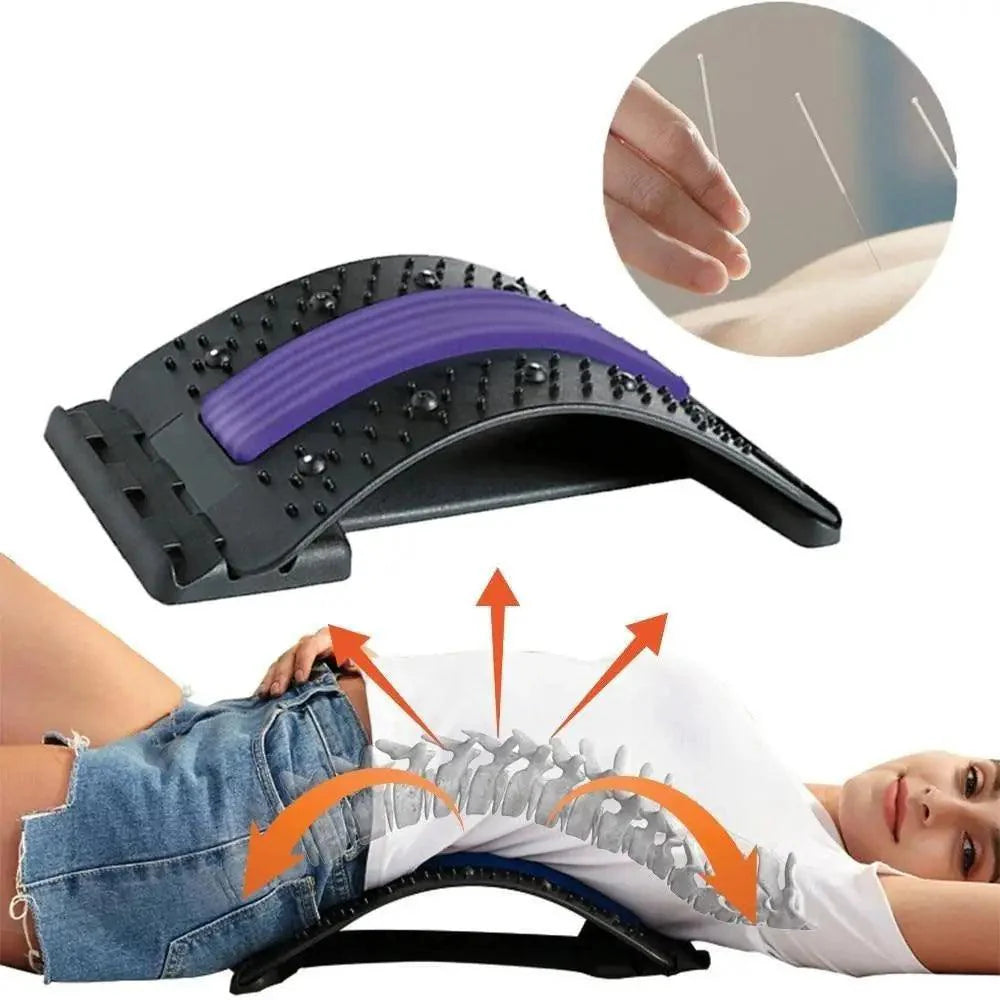 Black Purple Back Stretching Device Muscle Back Massage Relax Stretcher Posture Therapy Back Stretch Spine Pain Relief Stretcher Support Lower And Upper Muscle Pain Relief Stevvex