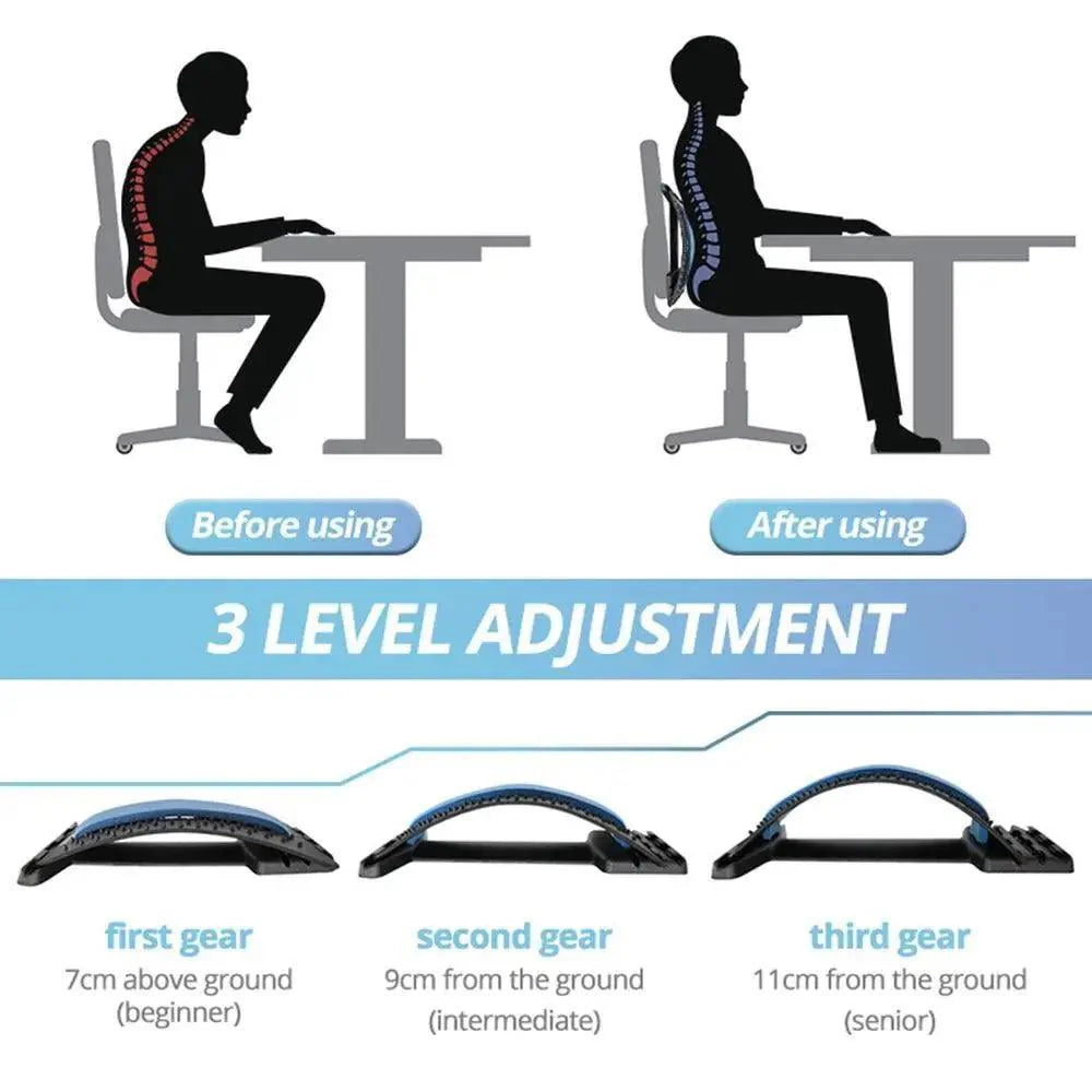 Black Purple Back Stretching Device Muscle Back Massage Relax Stretcher Posture Therapy Back Stretch Spine Pain Relief Stretcher Support Lower And Upper Muscle Pain Relief Stevvex