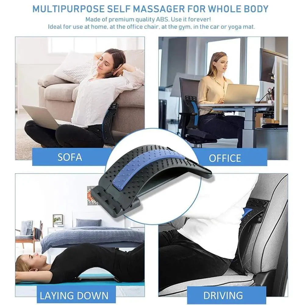 Black Purple Back Stretching Device Muscle Back Massage Relax Stretcher Posture Therapy Back Stretch Spine Pain Relief Stretcher Support Lower And Upper Muscle Pain Relief Stevvex
