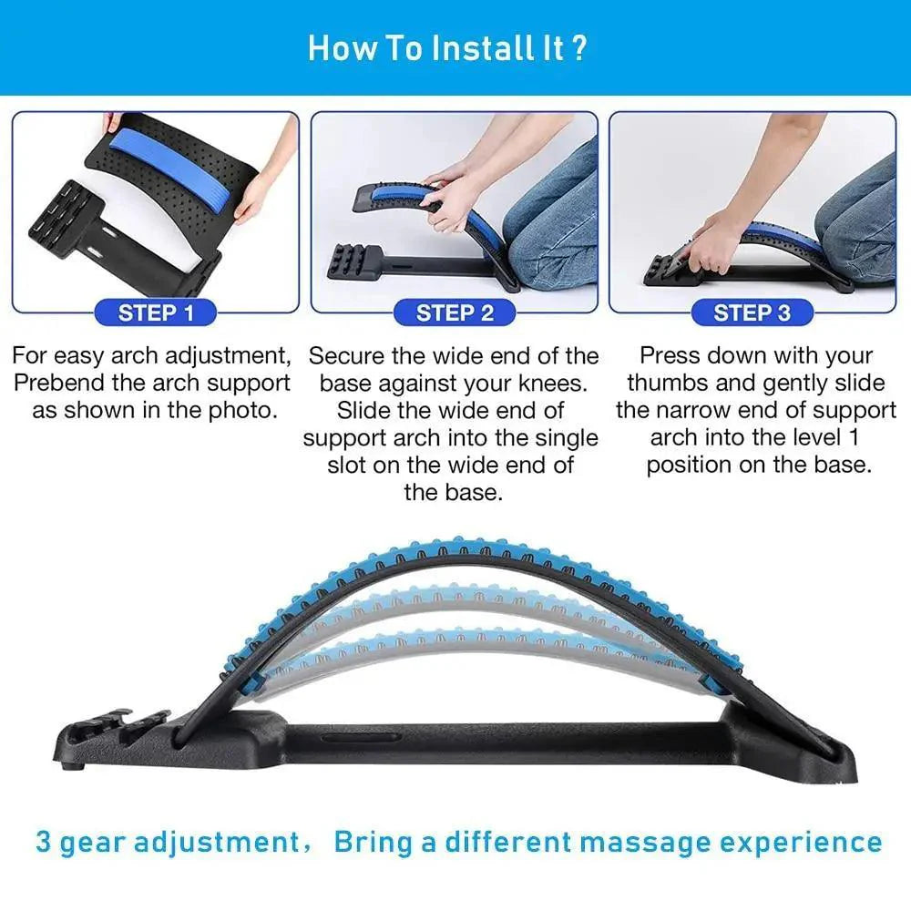 Black Purple Back Stretching Device Muscle Back Massage Relax Stretcher Posture Therapy Back Stretch Spine Pain Relief Stretcher Support Lower And Upper Muscle Pain Relief Stevvex