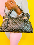 Pink Quilted Makeup Purse - Cute Cosmetic Bag Handbag BandsCo Straps