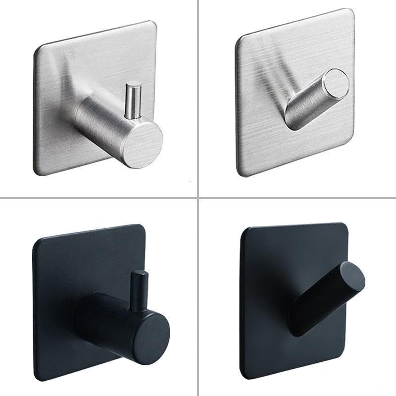 Black Robe Hook Wall Hook Towel Hook for Bathroom Stainless Steel Coat Hook Rustproof Hook Hanger for Kitchen Hardware Stainless Steel Hooks Waterproof and Oilproof Bathroom Kitchen Self Adhesive Hooks for Hanging Coat Hat Towel Stevvex