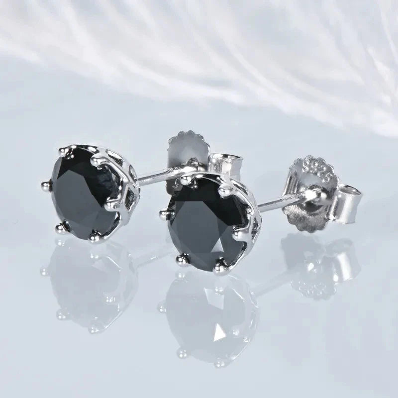 1ct-4ct D Color VVS1 3EX Round Moissanite Stud Earrings Platinum Plated 925 BandsCo Straps