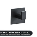 Black Self-Adhesive Wall Hooks For Hanging Keys Clothes Hanger Door Robe Hook Coat Rack Towel Holder Bathroom Accessories Matte Black Finish Wall Mount Coat Hat Door Hook Hanger Bathroom Accessories Stevvex
