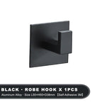 Black Self-Adhesive Wall Hooks For Hanging Keys Clothes Hanger Door Robe Hook Coat Rack Towel Holder Bathroom Accessories Matte Black Finish Wall Mount Coat Hat Door Hook Hanger Bathroom Accessories Stevvex