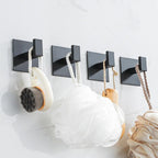 Black Self-Adhesive Wall Hooks For Hanging Keys Clothes Hanger Door Robe Hook Coat Rack Towel Holder Bathroom Accessories Matte Black Finish Wall Mount Coat Hat Door Hook Hanger Bathroom Accessories Stevvex