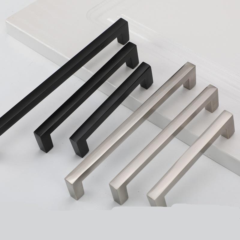 Black Silver Gold Cabinet Handle Square Furniture Hardware Stainless Steel Kitchen Door Knobs Cupboard Wardrobe Drawer Pulls  Square Bar Cabinet Pull Drawer Handle Stainless Steel Modern Hardware For Kitchen And Bathroom Cabinets Stevvex