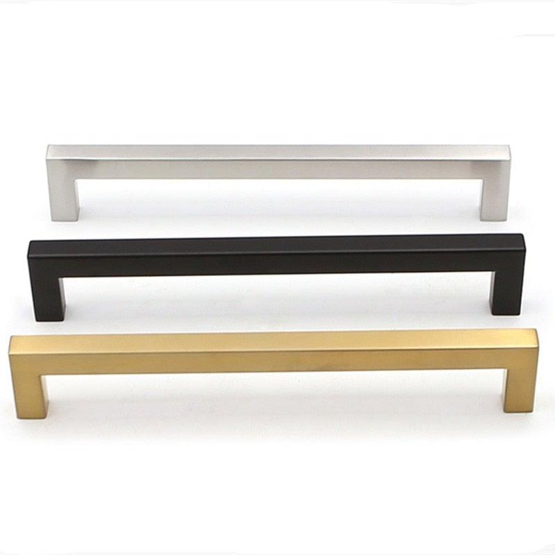 Black Silver Gold Cabinet Handle Square Furniture Hardware Stainless Steel Kitchen Door Knobs Cupboard Wardrobe Drawer Pulls  Square Bar Cabinet Pull Drawer Handle Stainless Steel Modern Hardware For Kitchen And Bathroom Cabinets Stevvex