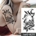 Black Sketchs Flowers Waterproof Temporary Tattoo Sticker Chest Flash Tattoo Wolf Diamond Flower Body Art Arm Fake Tattoo For Womens Men