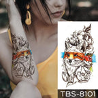 Black Sketchs Flowers Waterproof Temporary Tattoo Sticker Chest Flash Tattoo Wolf Diamond Flower Body Art Arm Fake Tattoo For Womens Men