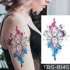 Black Sketchs Flowers Waterproof Temporary Tattoo Sticker Chest Flash Tattoo Wolf Diamond Flower Body Art Arm Fake Tattoo For Womens Men