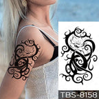 Black Sketchs Flowers Waterproof Temporary Tattoo Sticker Chest Flash Tattoo Wolf Diamond Flower Body Art Arm Fake Tattoo For Womens Men