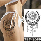 Black Sketchs Flowers Waterproof Temporary Tattoo Sticker Chest Flash Tattoo Wolf Diamond Flower Body Art Arm Fake Tattoo For Womens Men