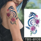 Black Sketchs Flowers Waterproof Temporary Tattoo Sticker Chest Flash Tattoo Wolf Diamond Flower Body Art Arm Fake Tattoo For Womens Men