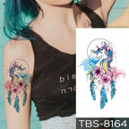 Black Sketchs Flowers Waterproof Temporary Tattoo Sticker Chest Flash Tattoo Wolf Diamond Flower Body Art Arm Fake Tattoo For Womens Men