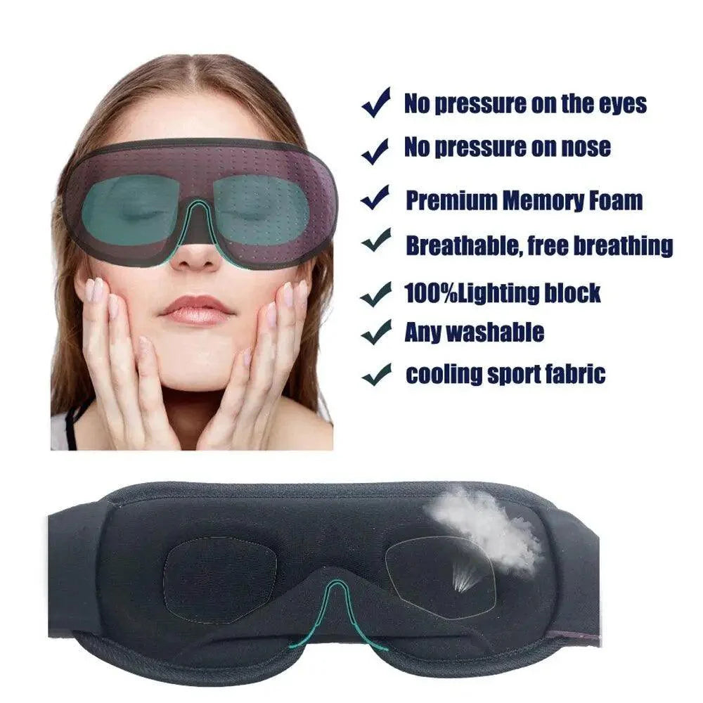 Black  Soft Padded Sleeping Mask For Eyes Lightweight Blindfold Night Mask Modern Adjustable Super Smooth Eye Patch For Sleep Stevvex