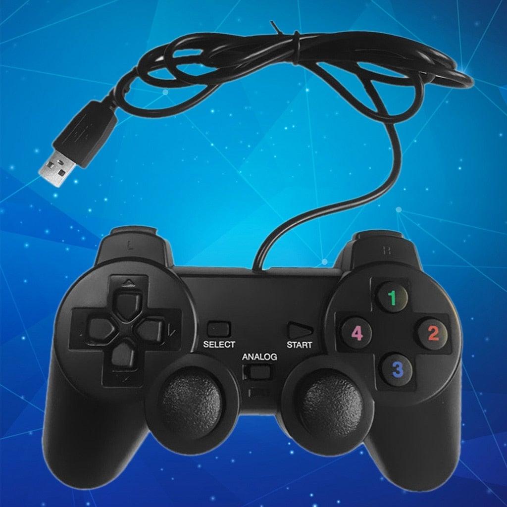 Black Solid Wired Vibration Joystick Gamepad Handle Controller Compatible With PC Laptop Computer Stevvex