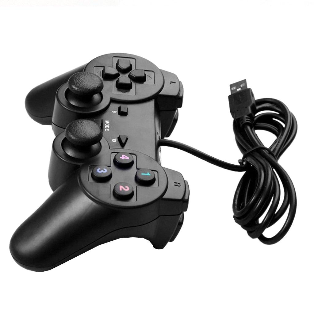 Black Solid Wired Vibration Joystick Gamepad Handle Controller Compatible With PC Laptop Computer Stevvex