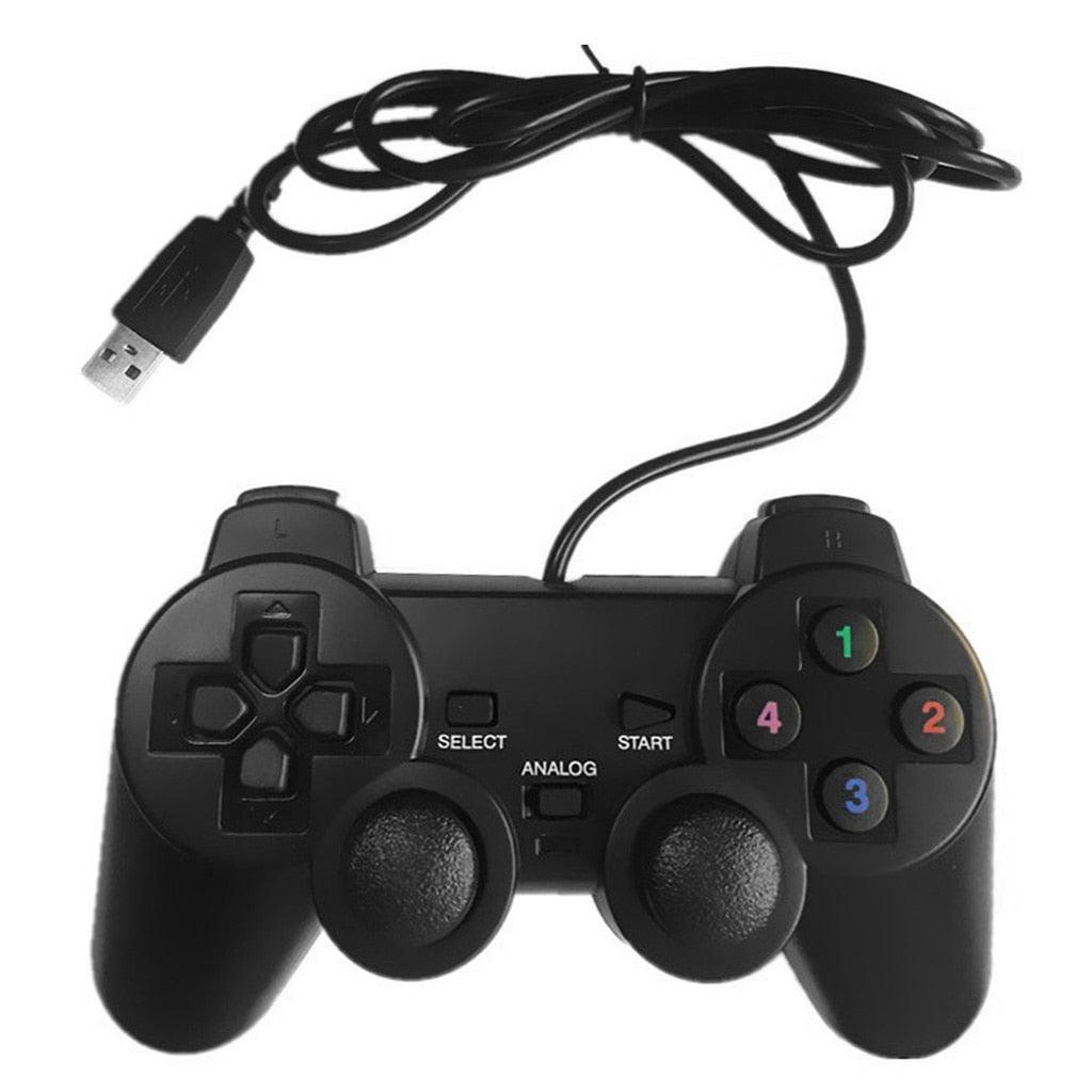Black Solid Wired Vibration Joystick Gamepad Handle Controller Compatible With PC Laptop Computer Stevvex