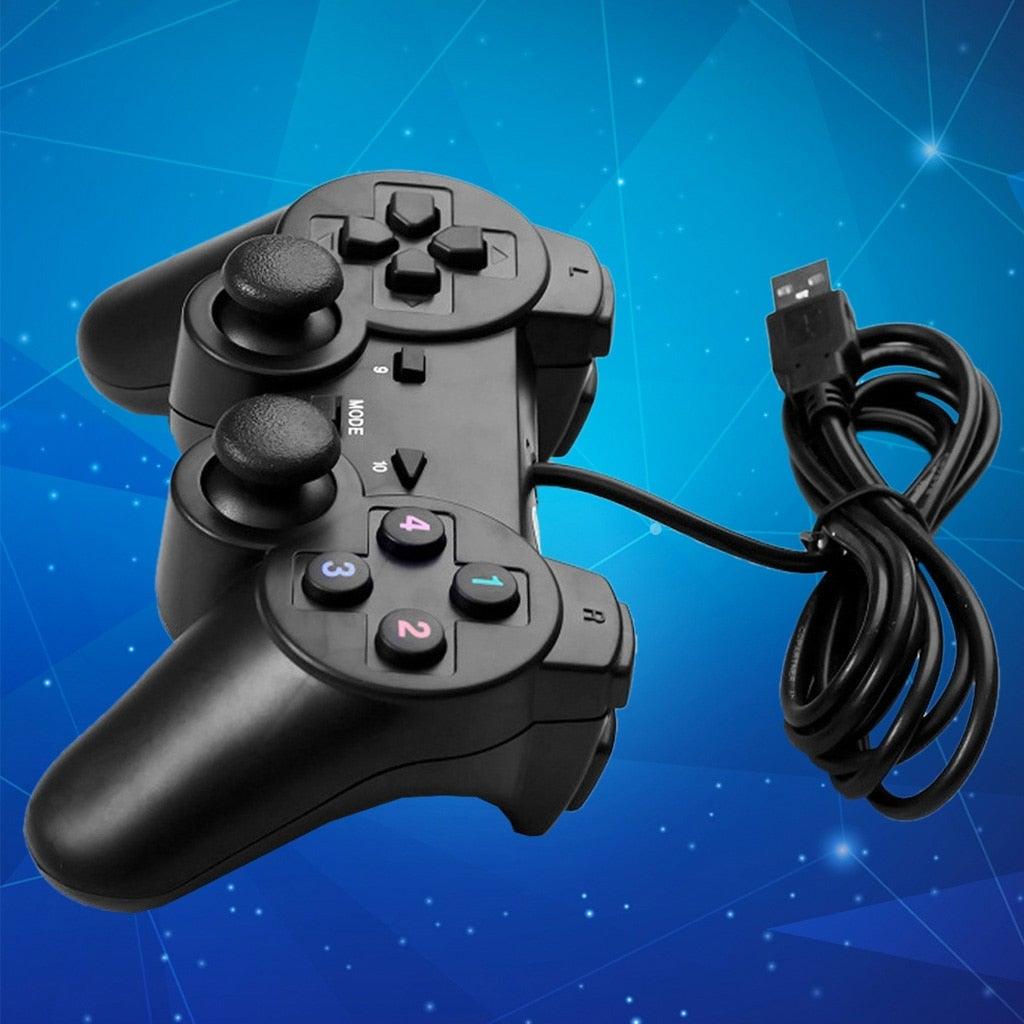 Black Solid Wired Vibration Joystick Gamepad Handle Controller Compatible With PC Laptop Computer Stevvex