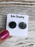 Black Sparkle Basketball Acrylic Stud Earrings For Women BandsCo Straps