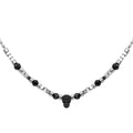 Black Spinel Hematite Skull Necklace Gothic Beaded Pendant