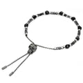 Black Spinel Skull Pull Chain Bracelet Adjustable For Men