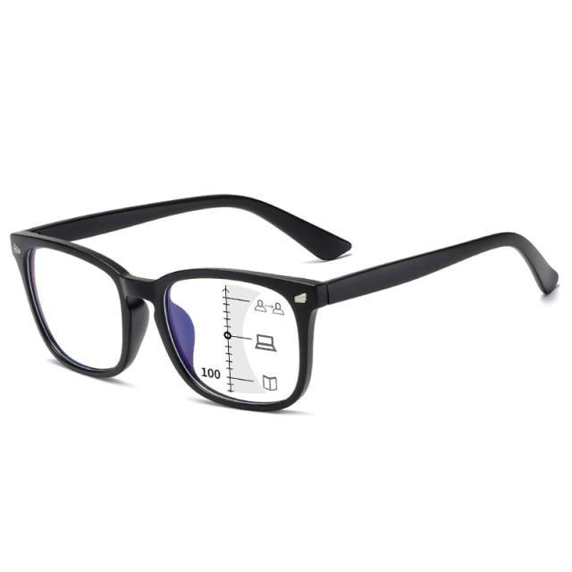 Black Square Multifocal Progressive Reading Glasses For  Men Fashion With Diopters Anti-glare Computer Reading Gaming TV Phones Transparent Glasses For Women Men Stevvex