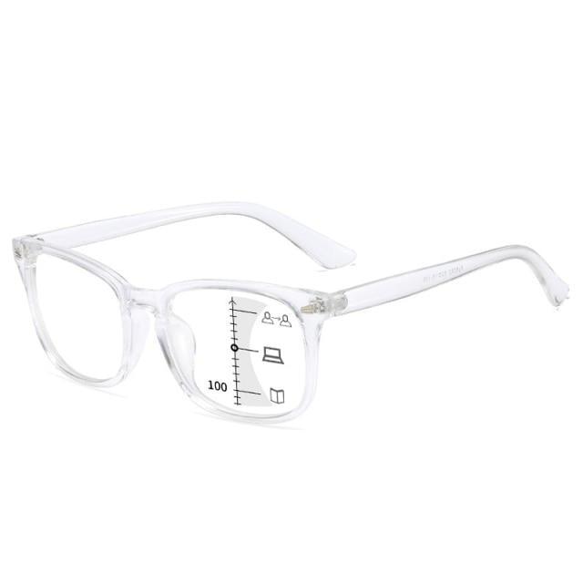 Black Square Multifocal Progressive Reading Glasses For  Men Fashion With Diopters Anti-glare Computer Reading Gaming TV Phones Transparent Glasses For Women Men Stevvex